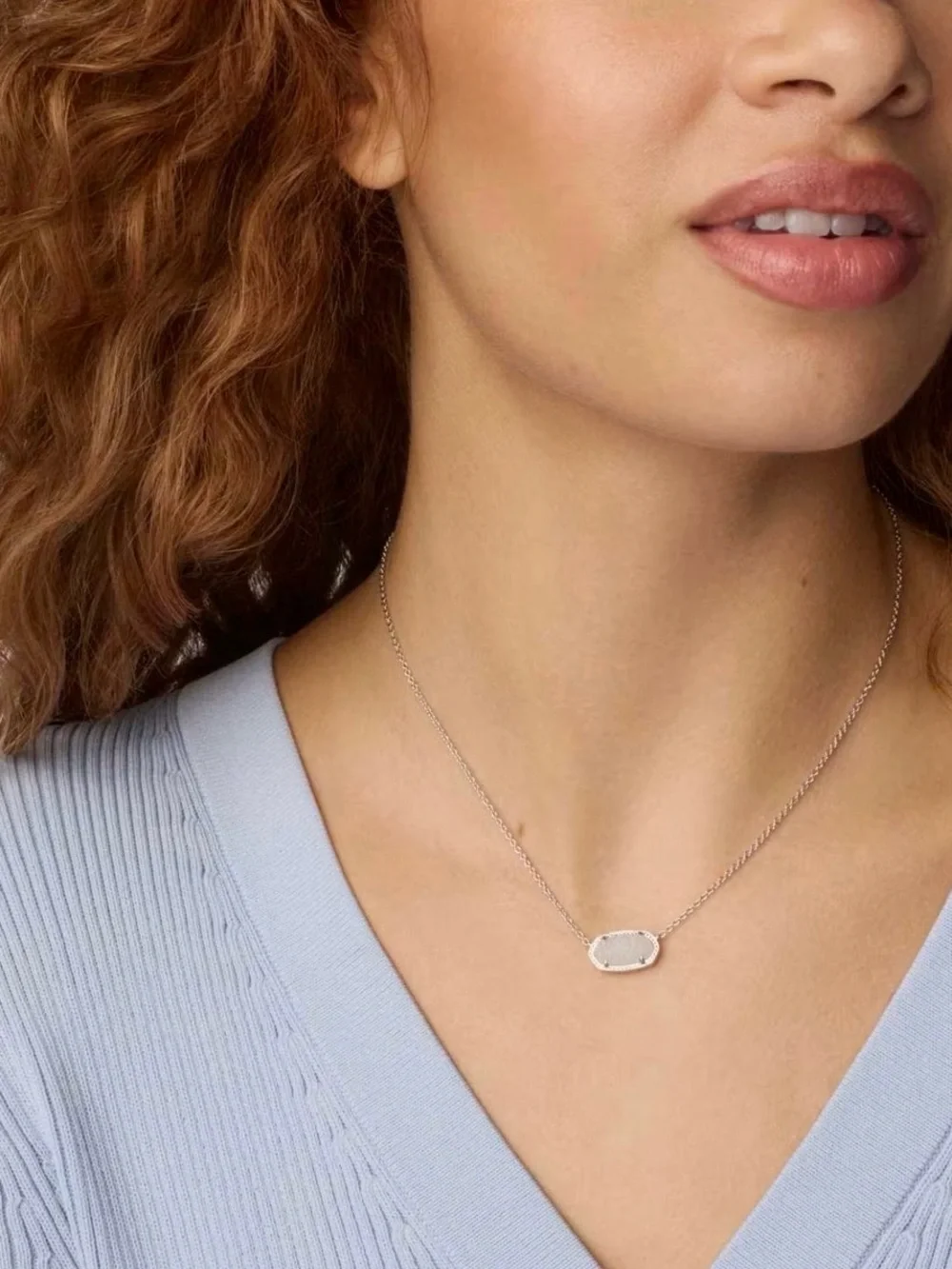 Kendra Scott Elisa Silver Necklace with Iridescent Drusy Pendant